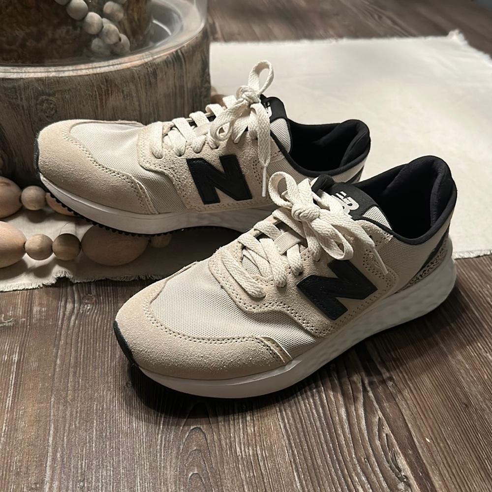 New Balance Beige and Black Athletic Shoes